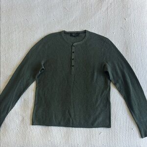 Green Long Sleeve Henley Sweater Size L